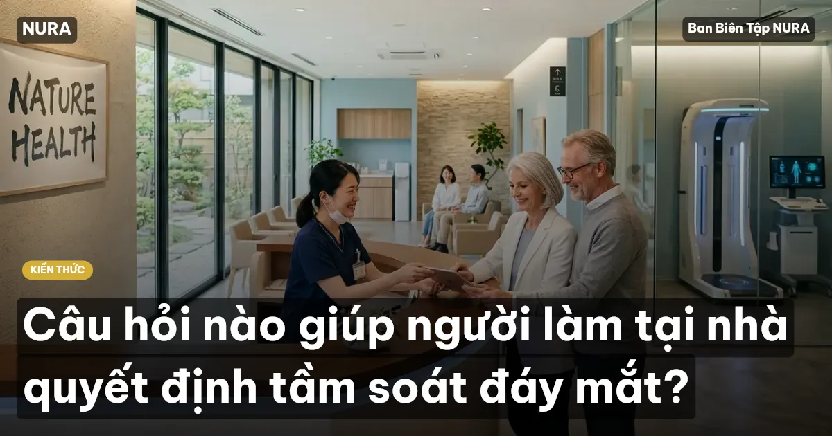 Câu hỏi nào giúp người làm tại nhà quyết định tầm soát đáy mắt?
