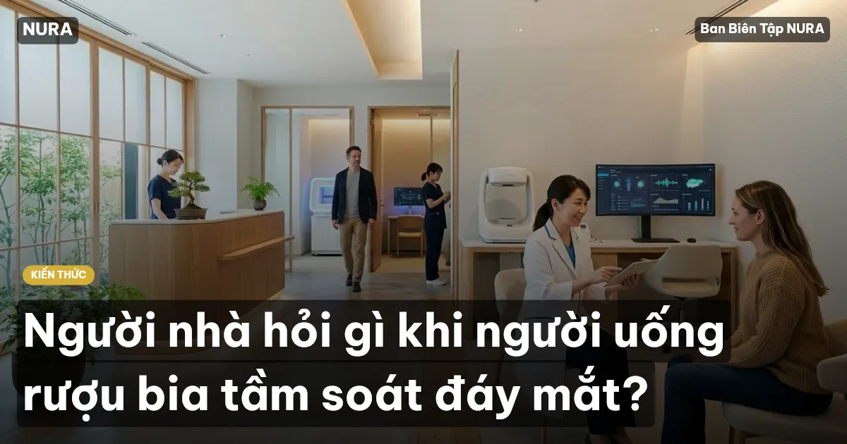Người nhà hỏi gì khi người uống rượu bia tầm soát đáy mắt?