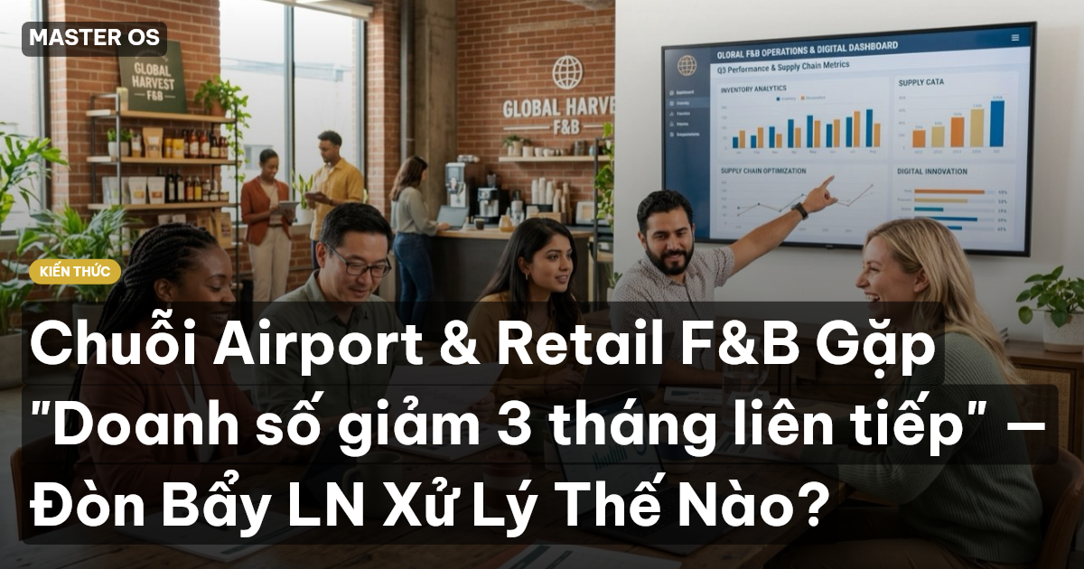 Chuỗi Airport & Retail F&B Gặp "Doanh số giảm 3 tháng liên tiếp" — Đòn Bẩy LN Xử Lý Thế Nào?