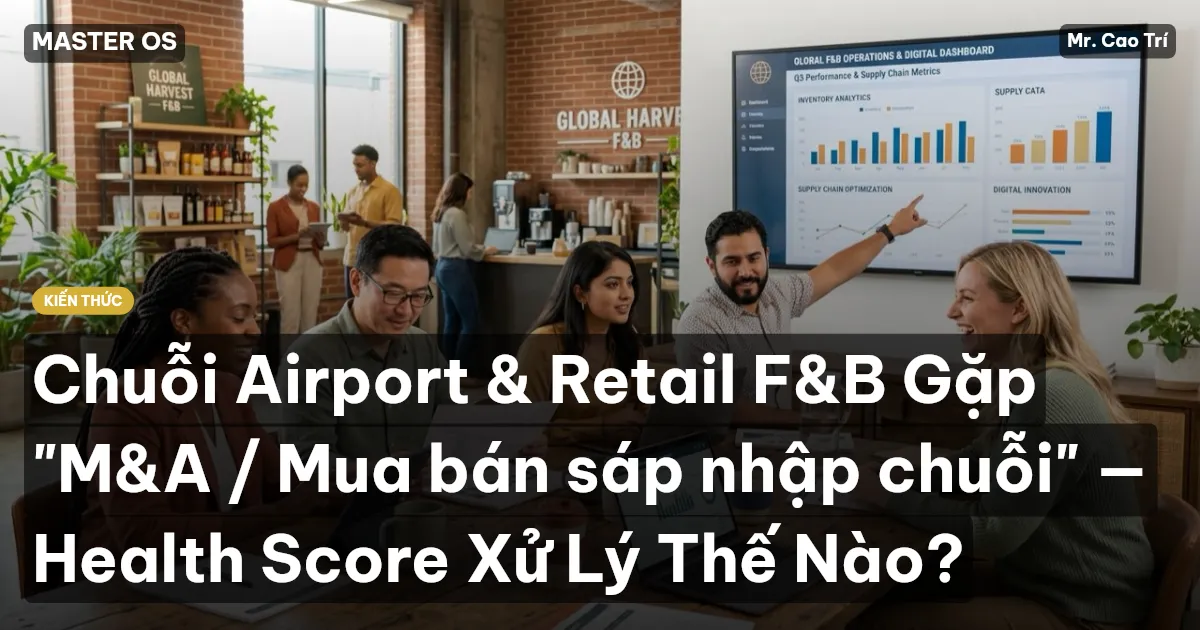 Chuỗi Airport & Retail F&B Gặp "M&A / Mua bán sáp nhập chuỗi" — Health Score Xử Lý Thế Nào?
