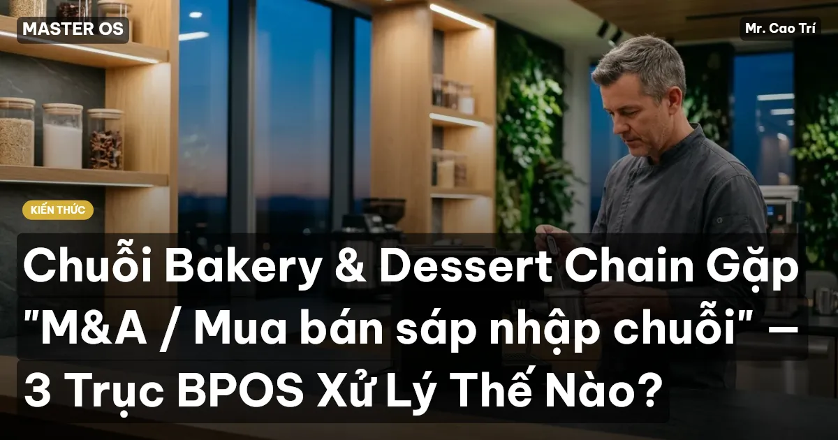 Chuỗi Bakery & Dessert Chain Gặp "M&A / Mua bán sáp nhập chuỗi" — 3 Trục BPOS Xử Lý Thế Nào?
