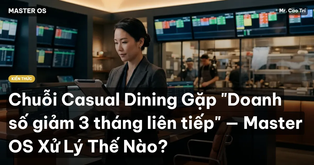 Chuỗi Casual Dining Gặp "Doanh số giảm 3 tháng liên tiếp" — Master OS Xử Lý Thế Nào?