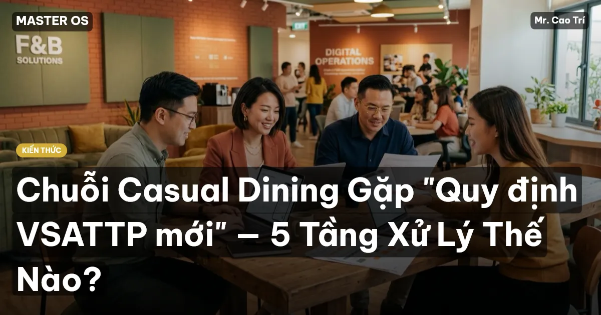 Chuỗi Casual Dining Gặp "Quy định VSATTP mới" — 5 Tầng Xử Lý Thế Nào?