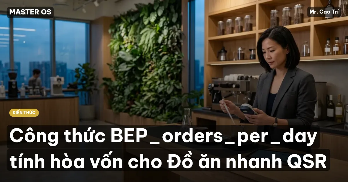 Công thức BEP_orders_per_day tính hòa vốn cho Đồ ăn nhanh QSR