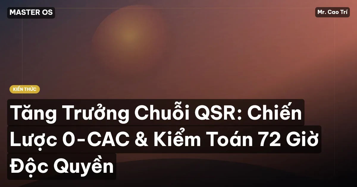 Tăng Trưởng Chuỗi QSR: Chiến Lược 0-CAC & Kiểm Toán 72 Giờ Độc Quyền