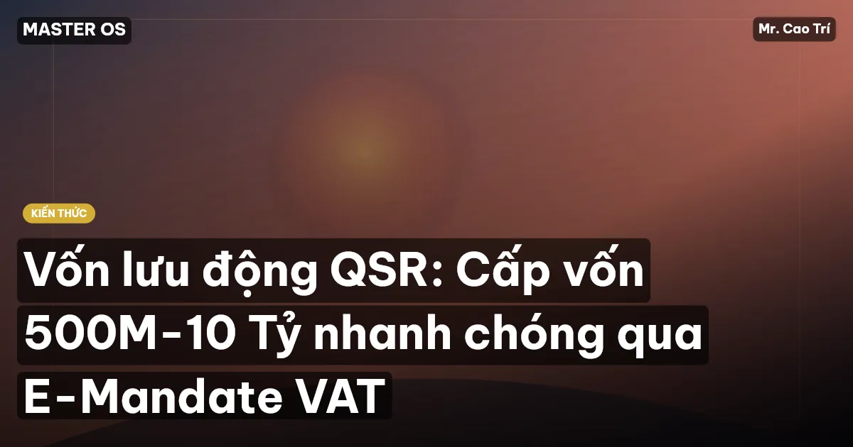 Vốn lưu động QSR: Cấp vốn 500M-10 Tỷ nhanh chóng qua E-Mandate VAT
