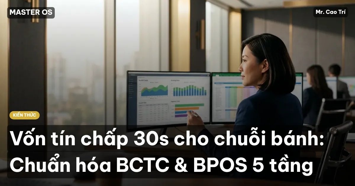 Vốn tín chấp 30s cho chuỗi bánh: Chuẩn hóa BCTC & BPOS 5 tầng