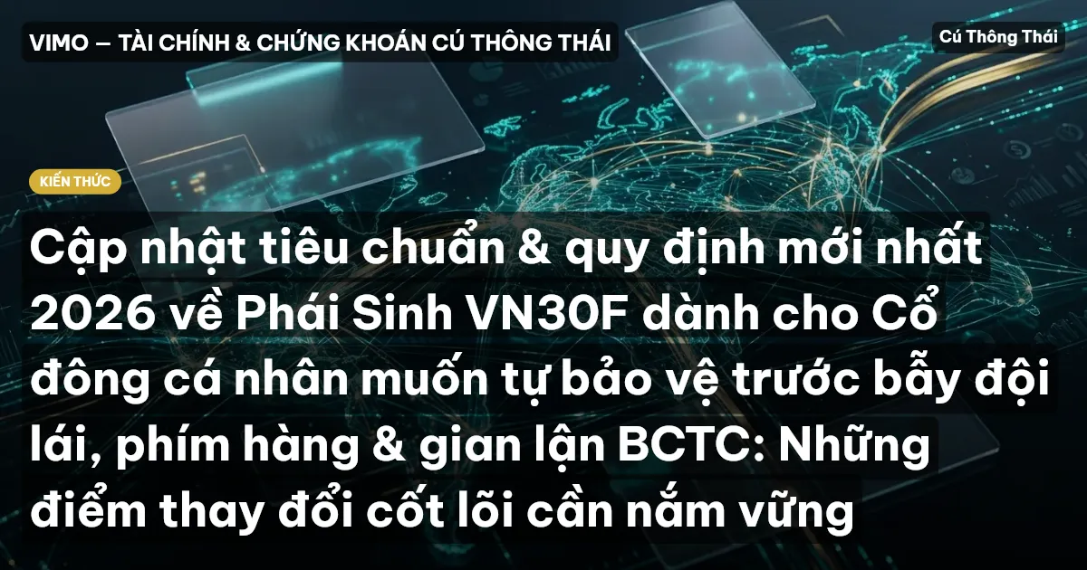 Cập nhật tiêu chuẩn & quy định mới nhất 2026 về Phái Sinh VN30F dành cho Cổ đông cá nhân muốn tự bảo vệ trước bẫy đội lái, phím hàng & gian lận BCTC: Những điểm thay đổi cốt lõi cần nắm vững