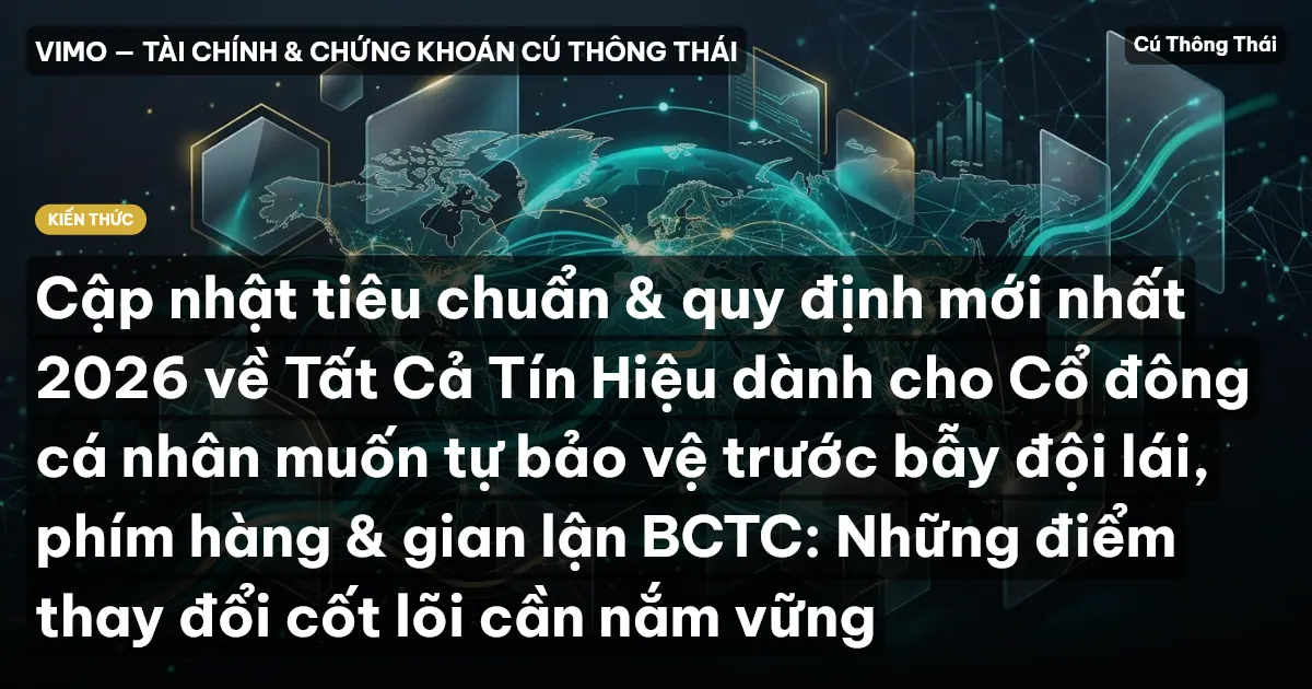Cập nhật tiêu chuẩn & quy định mới nhất 2026 về Tất Cả Tín Hiệu dành cho Cổ đông cá nhân muốn tự bảo vệ trước bẫy đội lái, phím hàng & gian lận BCTC: Những điểm thay đổi cốt lõi cần nắm vững