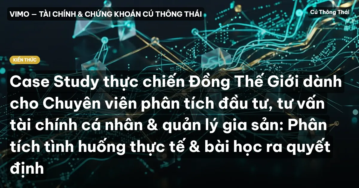 Case Study thực chiến Đồng Thế Giới dành cho Chuyên viên phân tích đầu tư, tư vấn tài chính cá nhân & quản lý gia sản: Phân tích tình huống thực tế & bài học ra quyết định