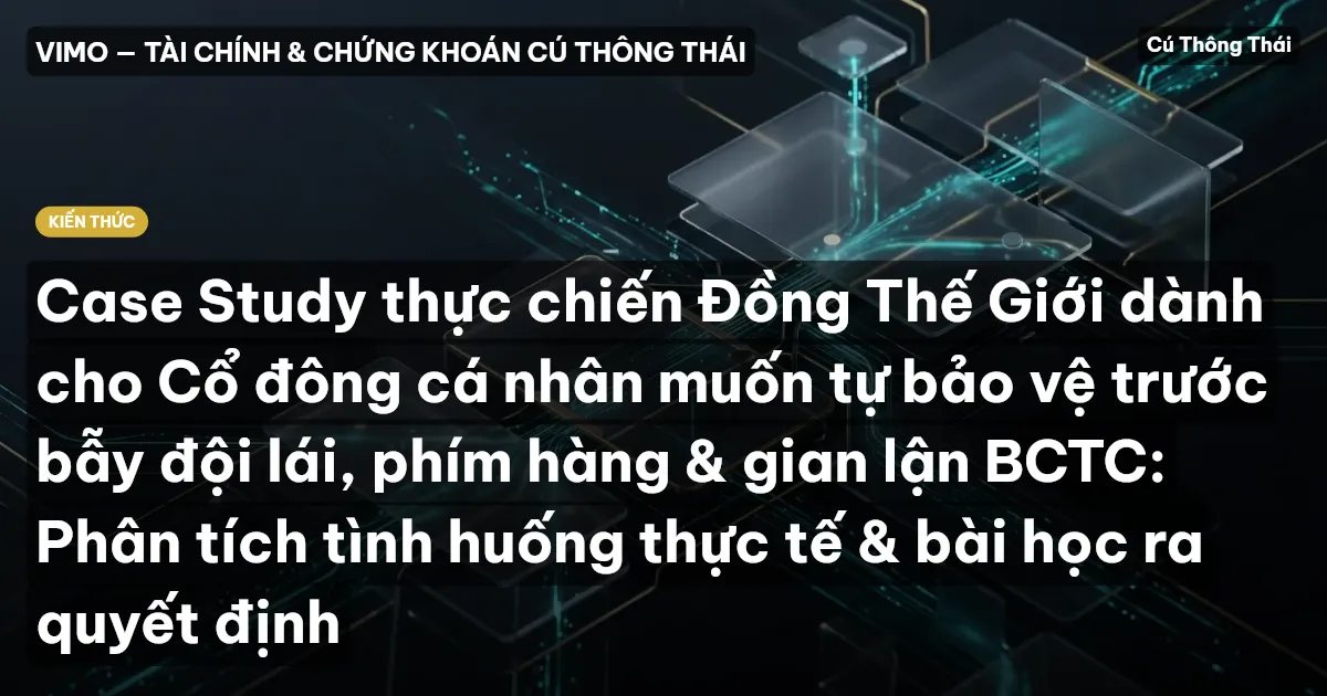 Case Study thực chiến Đồng Thế Giới dành cho Cổ đông cá nhân muốn tự bảo vệ trước bẫy đội lái, phím hàng & gian lận BCTC: Phân tích tình huống thực tế & bài học ra quyết định