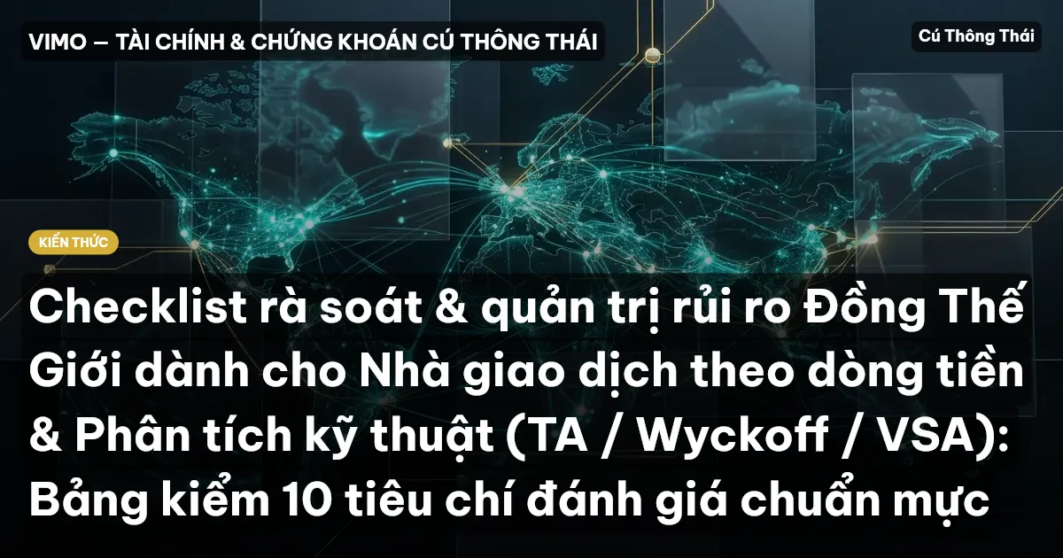 Checklist rà soát & quản trị rủi ro Đồng Thế Giới dành cho Nhà giao dịch theo dòng tiền & Phân tích kỹ thuật (TA / Wyckoff / VSA): Bảng kiểm 10 tiêu chí đánh giá chuẩn mực