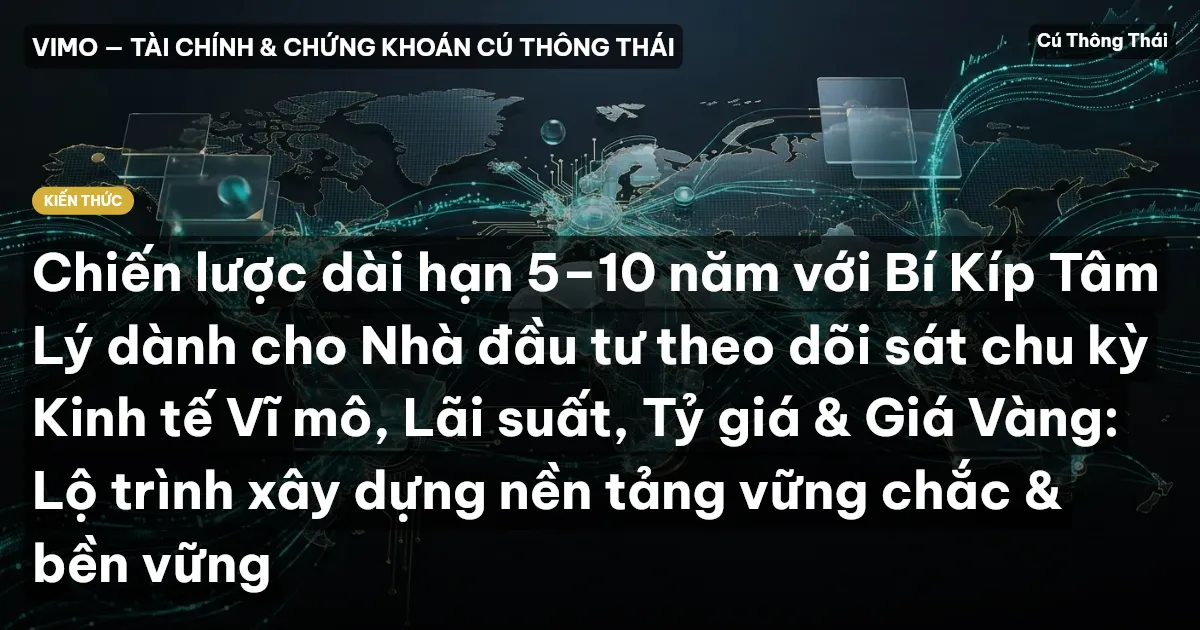 Chiến lược dài hạn 5–10 năm với Bí Kíp Tâm Lý dành cho Nhà đầu tư theo dõi sát chu kỳ Kinh tế Vĩ mô, Lãi suất, Tỷ giá & Giá Vàng: Lộ trình xây dựng nền tảng vững chắc & bền vững