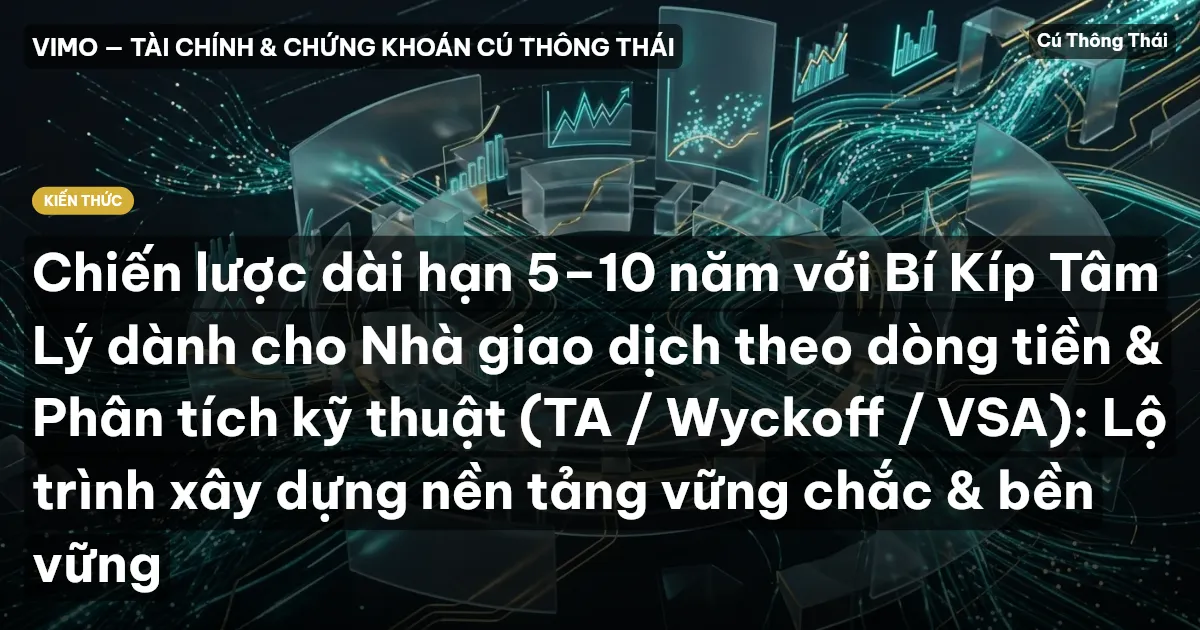 Chiến lược dài hạn 5–10 năm với Bí Kíp Tâm Lý dành cho Nhà giao dịch theo dòng tiền & Phân tích kỹ thuật (TA / Wyckoff / VSA): Lộ trình xây dựng nền tảng vững chắc & bền vững
