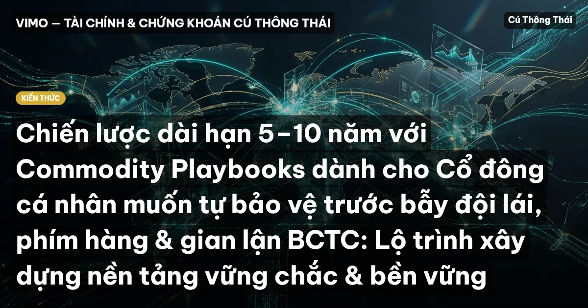 Chiến lược dài hạn 5–10 năm với Commodity Playbooks dành cho Cổ đông cá nhân muốn tự bảo vệ trước bẫy đội lái, phím hàng & gian lận BCTC: Lộ trình xây dựng nền tảng vững chắc & bền vững