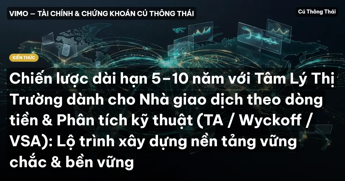 Chiến lược dài hạn 5–10 năm với Tâm Lý Thị Trường dành cho Nhà giao dịch theo dòng tiền & Phân tích kỹ thuật (TA / Wyckoff / VSA): Lộ trình xây dựng nền tảng vững chắc & bền vững