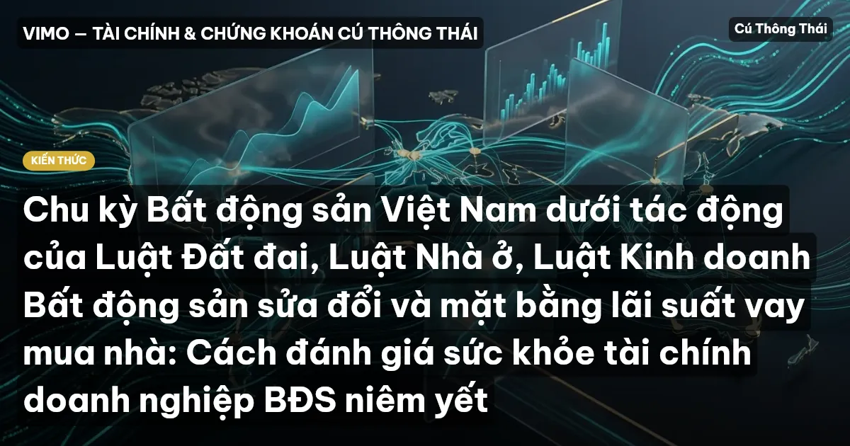 Chu kỳ Bất động sản Việt Nam dưới tác động của Luật Đất đai, Luật Nhà ở, Luật Kinh doanh Bất động sản sửa đổi và mặt bằng lãi suất vay mua nhà: Cách đánh giá sức khỏe tài chính doanh nghiệp BĐS niêm yết