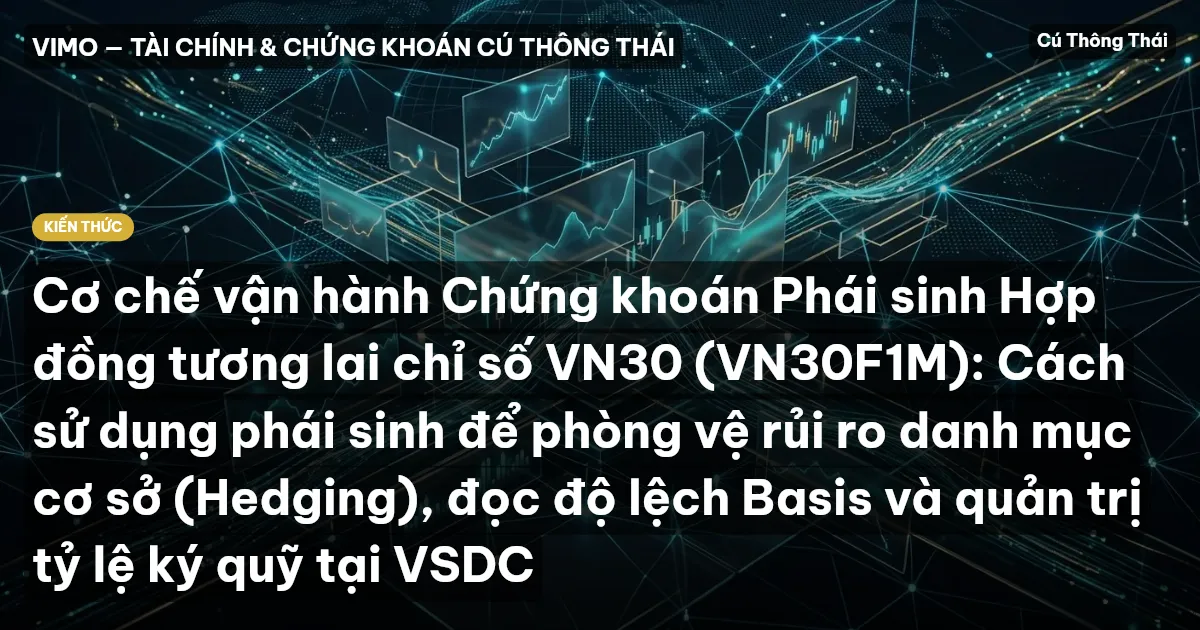 Cơ chế vận hành Chứng khoán Phái sinh Hợp đồng tương lai chỉ số VN30 (VN30F1M): Cách sử dụng phái sinh để phòng vệ rủi ro danh mục cơ sở (Hedging), đọc độ lệch Basis và quản trị tỷ lệ ký quỹ tại VSDC