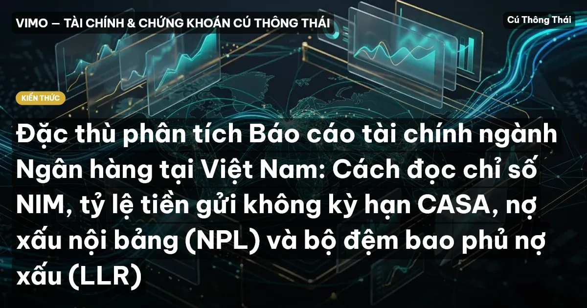 Đặc thù phân tích Báo cáo tài chính ngành Ngân hàng tại Việt Nam: Cách đọc chỉ số NIM, tỷ lệ tiền gửi không kỳ hạn CASA, nợ xấu nội bảng (NPL) và bộ đệm bao phủ nợ xấu (LLR)