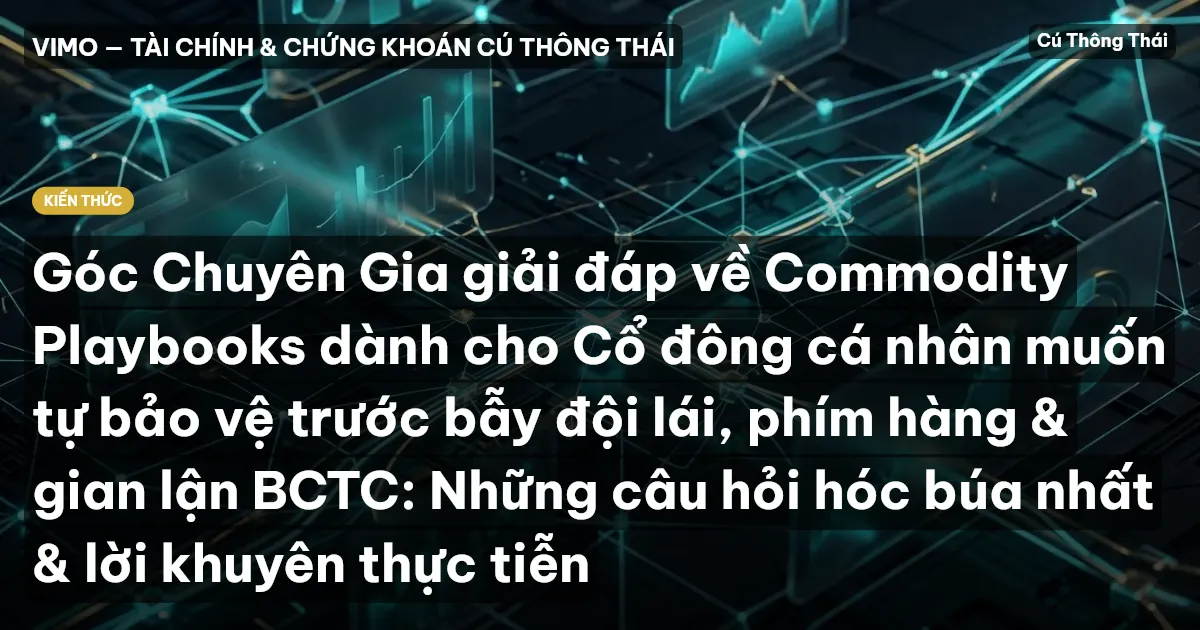 Góc Chuyên Gia giải đáp về Commodity Playbooks dành cho Cổ đông cá nhân muốn tự bảo vệ trước bẫy đội lái, phím hàng & gian lận BCTC: Những câu hỏi hóc búa nhất & lời khuyên thực tiễn