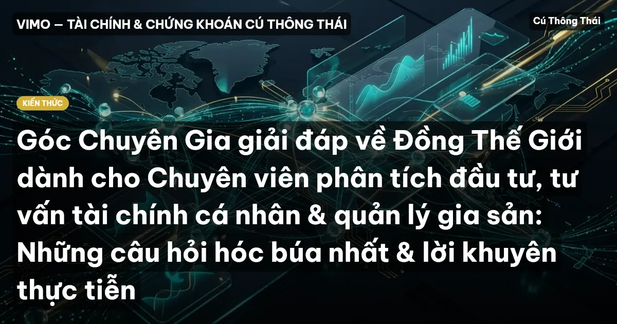 Góc Chuyên Gia giải đáp về Đồng Thế Giới dành cho Chuyên viên phân tích đầu tư, tư vấn tài chính cá nhân & quản lý gia sản: Những câu hỏi hóc búa nhất & lời khuyên thực tiễn