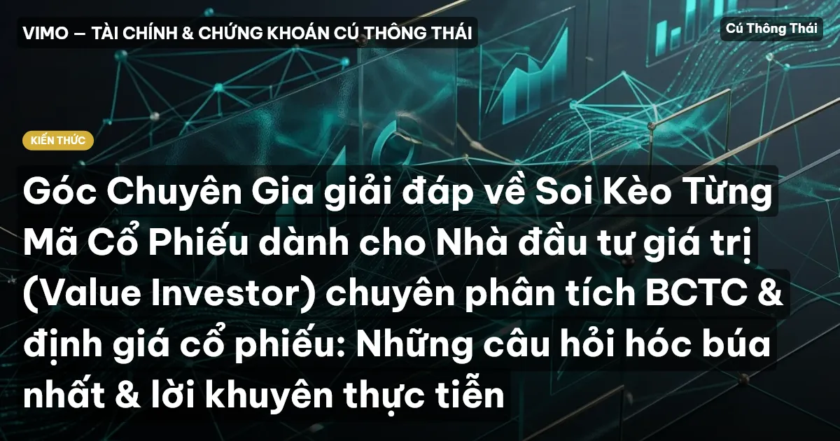 Góc Chuyên Gia giải đáp về Soi Kèo Từng Mã Cổ Phiếu dành cho Nhà đầu tư giá trị (Value Investor) chuyên phân tích BCTC & định giá cổ phiếu: Những câu hỏi hóc búa nhất & lời khuyên thực tiễn