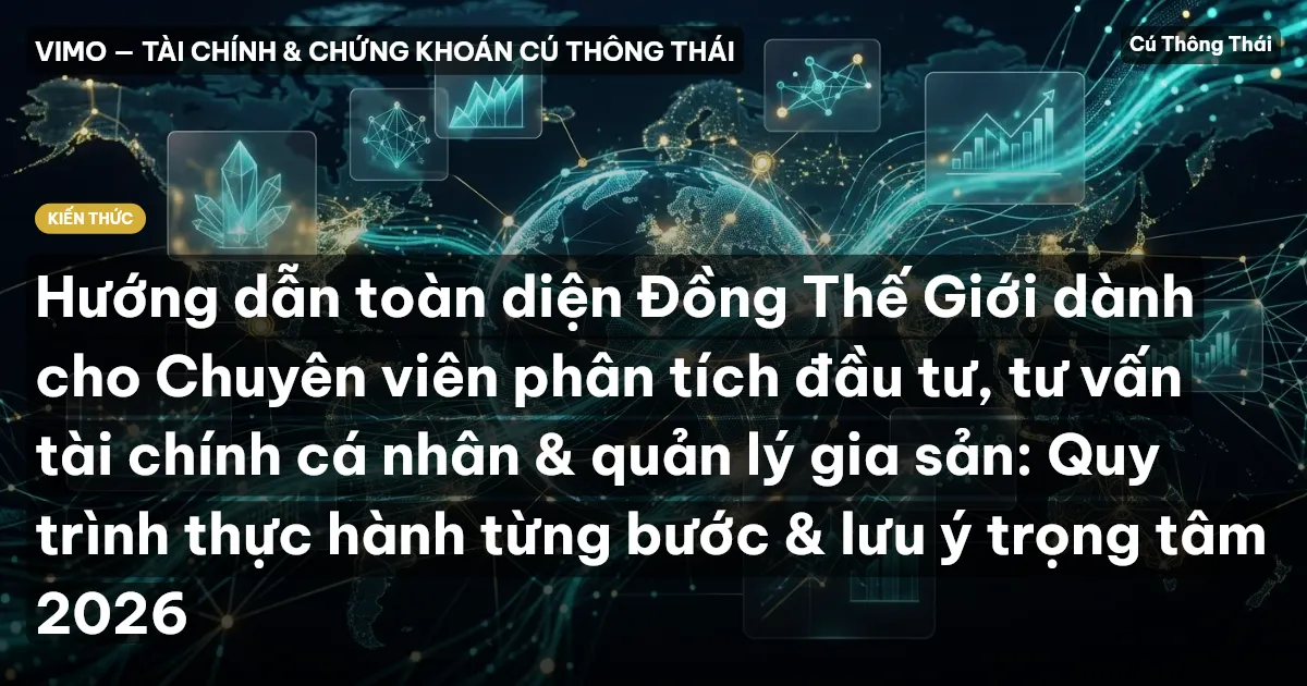 Hướng dẫn toàn diện Đồng Thế Giới dành cho Chuyên viên phân tích đầu tư, tư vấn tài chính cá nhân & quản lý gia sản: Quy trình thực hành từng bước & lưu ý trọng tâm 2026