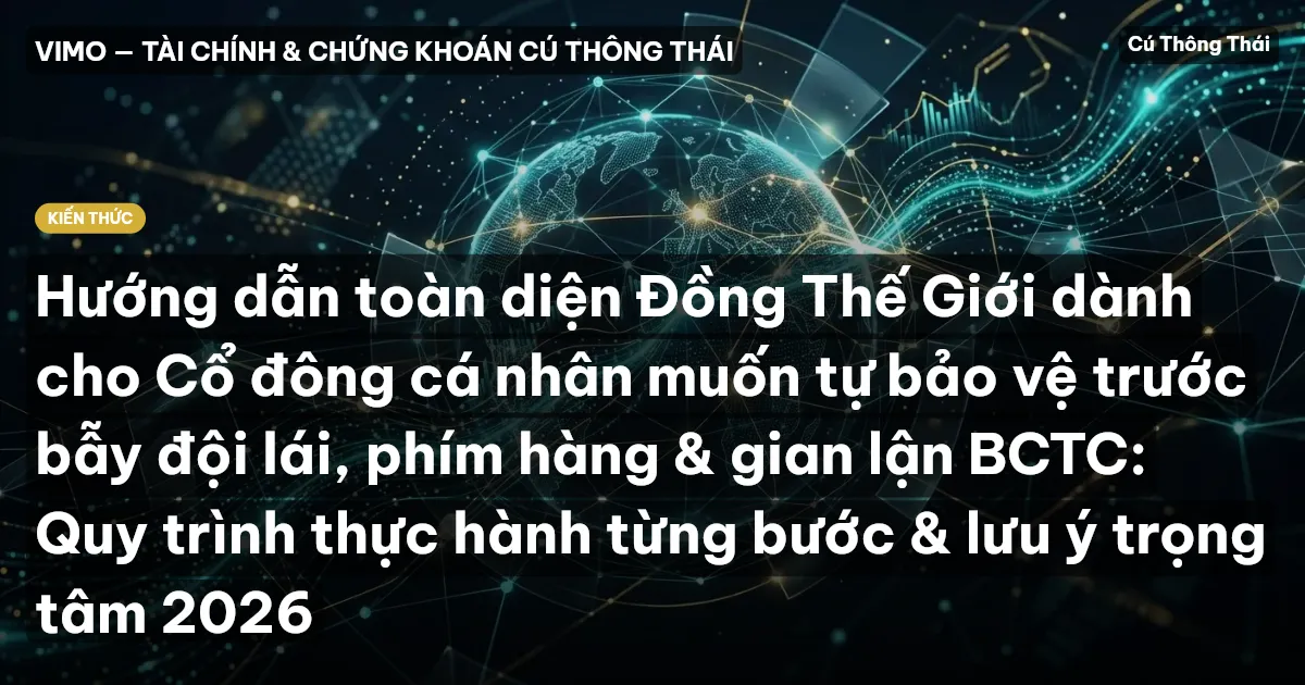 Hướng dẫn toàn diện Đồng Thế Giới dành cho Cổ đông cá nhân muốn tự bảo vệ trước bẫy đội lái, phím hàng & gian lận BCTC: Quy trình thực hành từng bước & lưu ý trọng tâm 2026