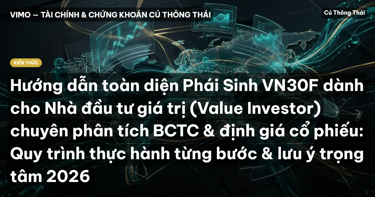 Hướng dẫn toàn diện Phái Sinh VN30F dành cho Nhà đầu tư giá trị (Value Investor) chuyên phân tích BCTC & định giá cổ phiếu: Quy trình thực hành từng bước & lưu ý trọng tâm 2026
