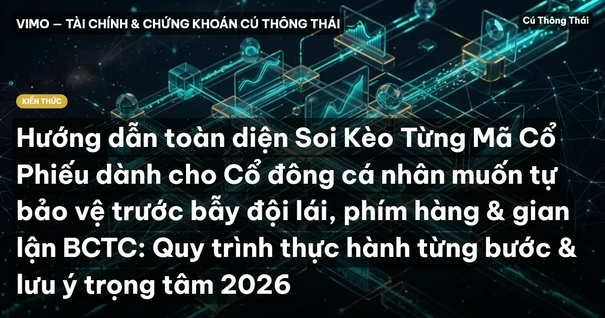 Hướng dẫn toàn diện Soi Kèo Từng Mã Cổ Phiếu dành cho Cổ đông cá nhân muốn tự bảo vệ trước bẫy đội lái, phím hàng & gian lận BCTC: Quy trình thực hành từng bước & lưu ý trọng tâm 2026