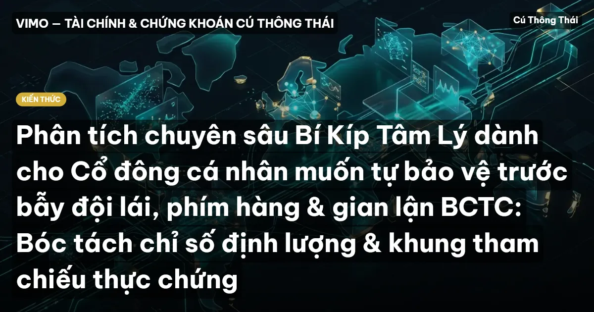 Phân tích chuyên sâu Bí Kíp Tâm Lý dành cho Cổ đông cá nhân muốn tự bảo vệ trước bẫy đội lái, phím hàng & gian lận BCTC: Bóc tách chỉ số định lượng & khung tham chiếu thực chứng