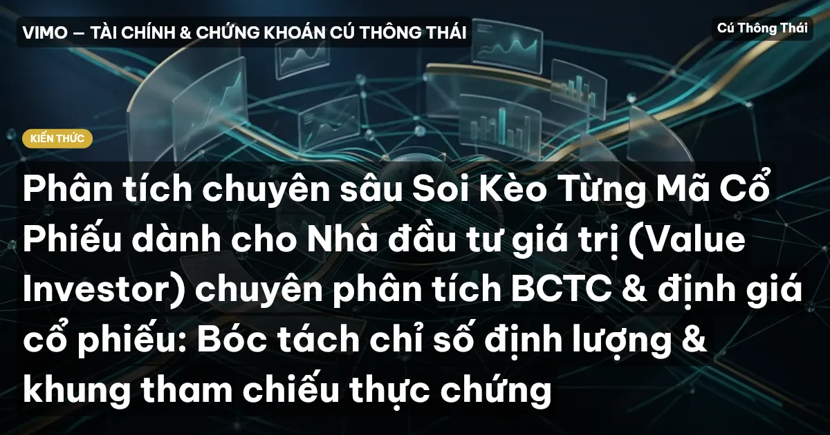 Phân tích chuyên sâu Soi Kèo Từng Mã Cổ Phiếu dành cho Nhà đầu tư giá trị (Value Investor) chuyên phân tích BCTC & định giá cổ phiếu: Bóc tách chỉ số định lượng & khung tham chiếu thực chứng