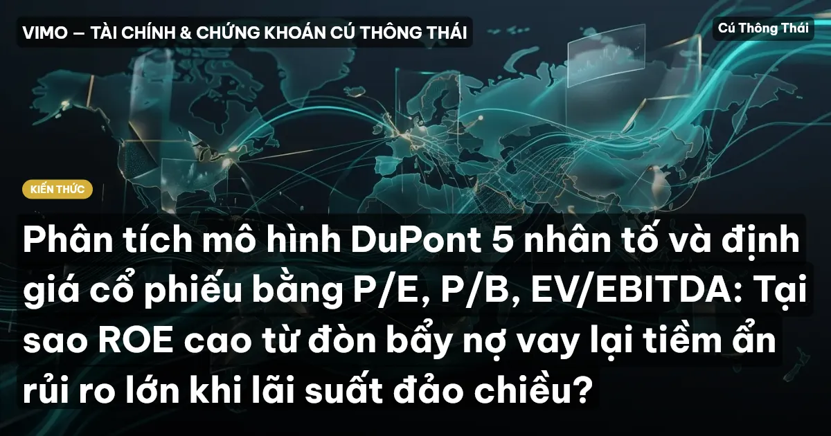 Phân tích mô hình DuPont 5 nhân tố và định giá cổ phiếu bằng P/E, P/B, EV/EBITDA: Tại sao ROE cao từ đòn bẩy nợ vay lại tiềm ẩn rủi ro lớn khi lãi suất đảo chiều?