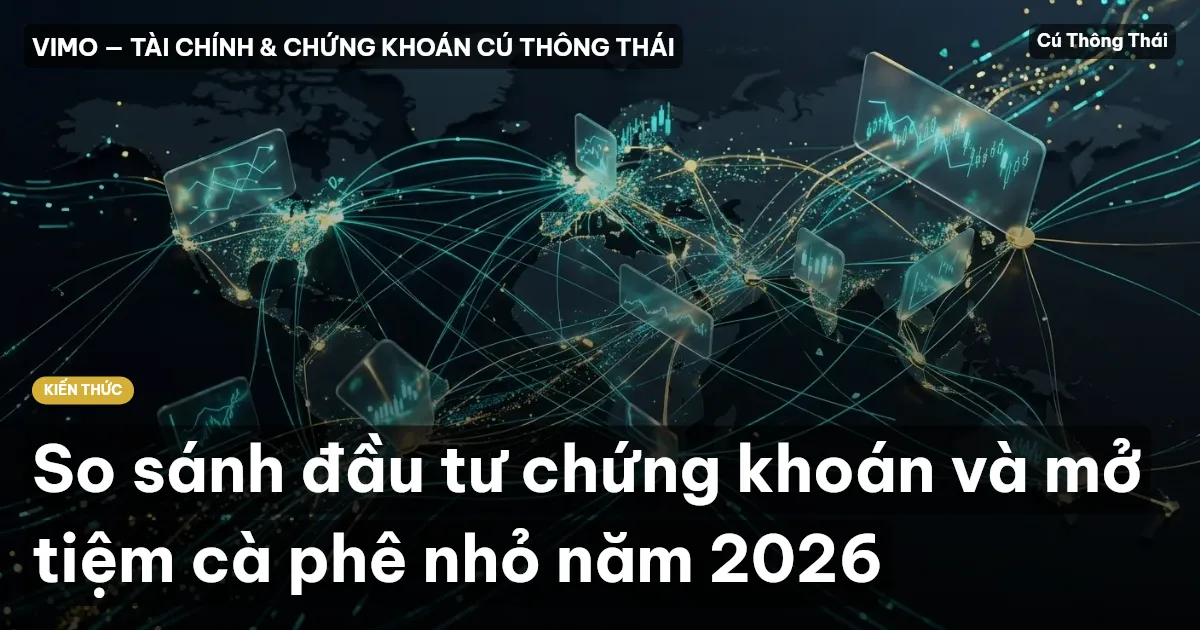 So sánh đầu tư chứng khoán và mở tiệm cà phê nhỏ năm 2026