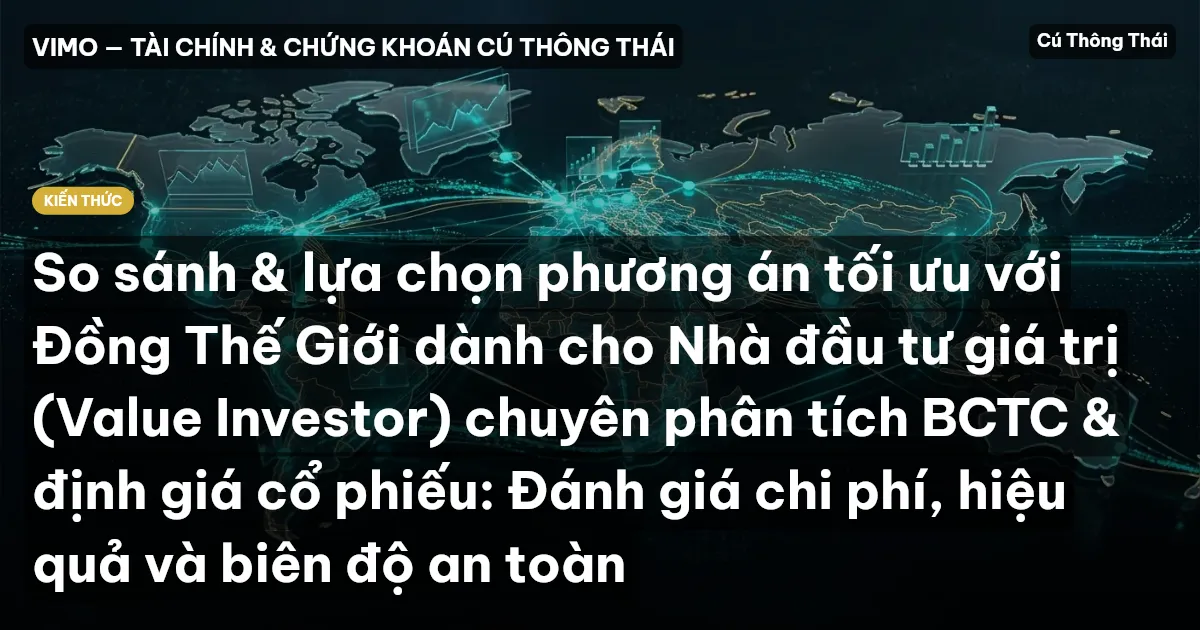 So sánh & lựa chọn phương án tối ưu với Đồng Thế Giới dành cho Nhà đầu tư giá trị (Value Investor) chuyên phân tích BCTC & định giá cổ phiếu: Đánh giá chi phí, hiệu quả và biên độ an toàn