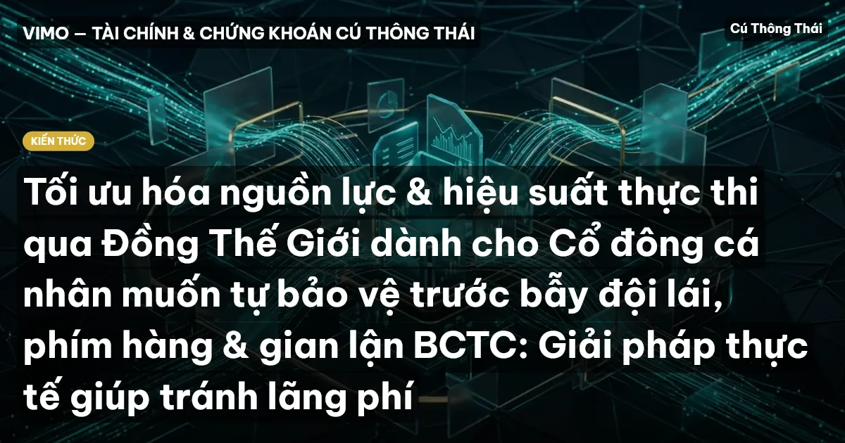 Tối ưu hóa nguồn lực & hiệu suất thực thi qua Đồng Thế Giới dành cho Cổ đông cá nhân muốn tự bảo vệ trước bẫy đội lái, phím hàng & gian lận BCTC: Giải pháp thực tế giúp tránh lãng phí