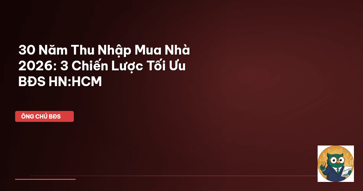 30 Năm Thu Nhập Mua Nhà 2026: 3 Chiến Lược Tối Ưu BĐS HN:HCM
