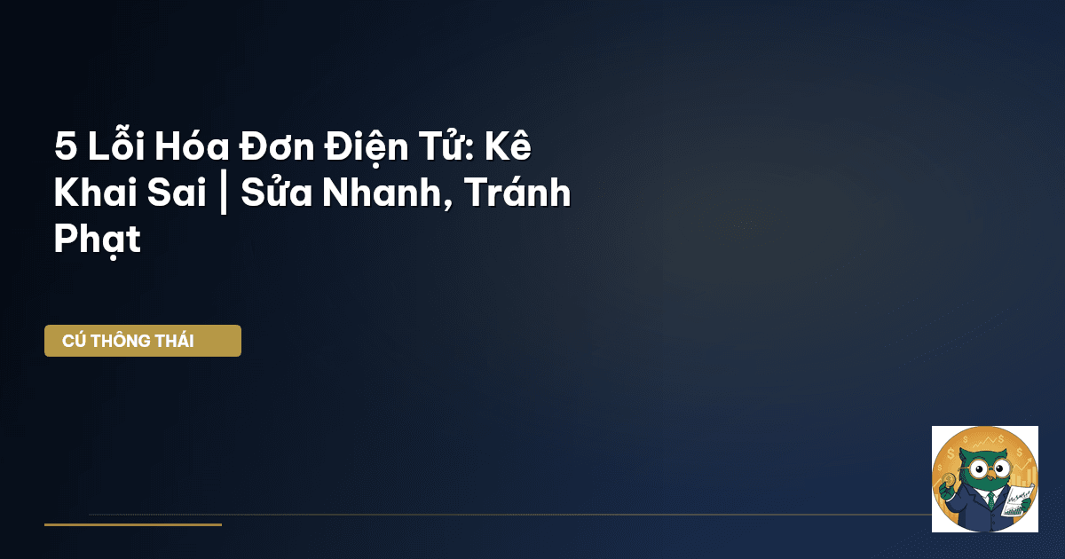 5 Lỗi Hóa Đơn Điện Tử: Kê Khai Sai | Sửa Nhanh, Tránh Phạt