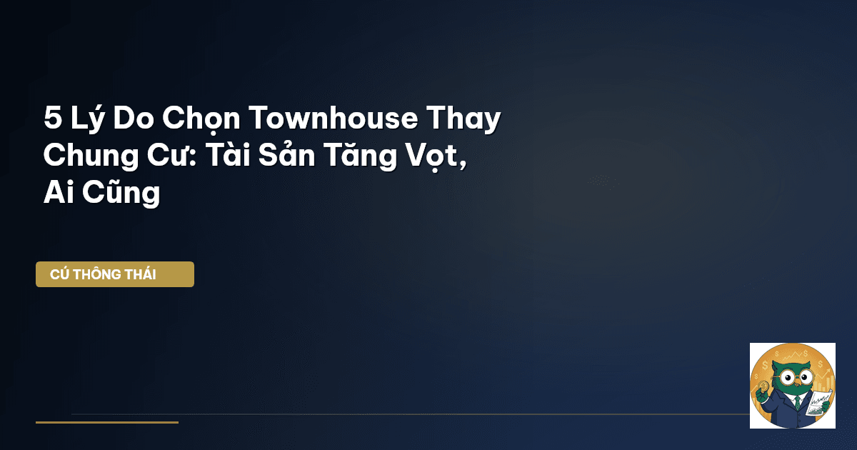 5 Lý Do Chọn Townhouse Thay Chung Cư: Tài Sản Tăng Vọt, Ai Cũng