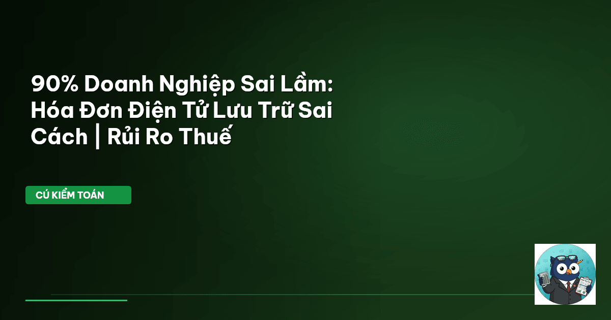 90% Doanh Nghiệp Sai Lầm: Hóa Đơn Điện Tử Lưu Trữ Sai Cách | Rủi Ro Thuế