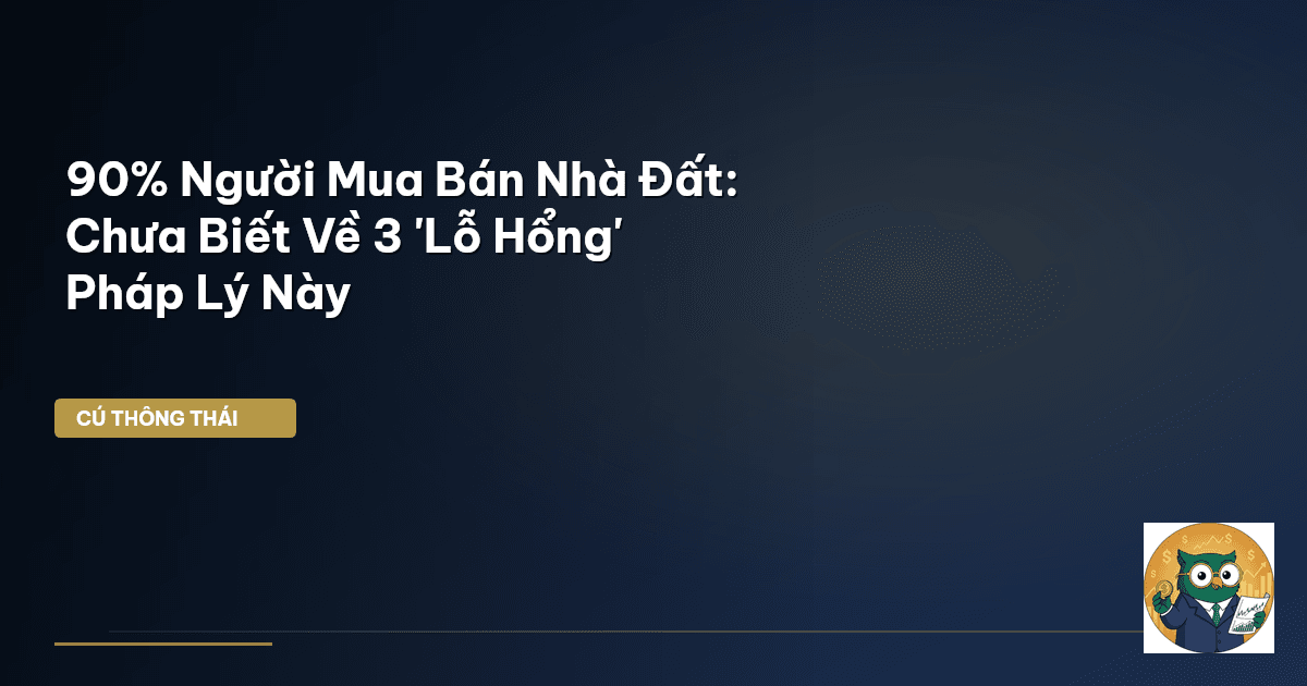 90% Người Mua Bán Nhà Đất: Chưa Biết Về 3 'Lỗ Hổng' Pháp Lý Này