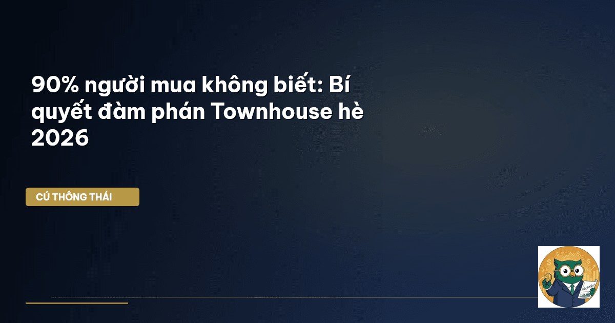 90% người mua không biết: Bí quyết đàm phán Townhouse hè 2026