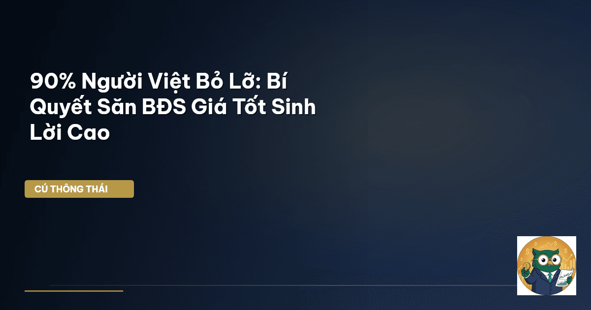 90% Người Việt Bỏ Lỡ: Bí Quyết Săn BĐS Giá Tốt Sinh Lời Cao