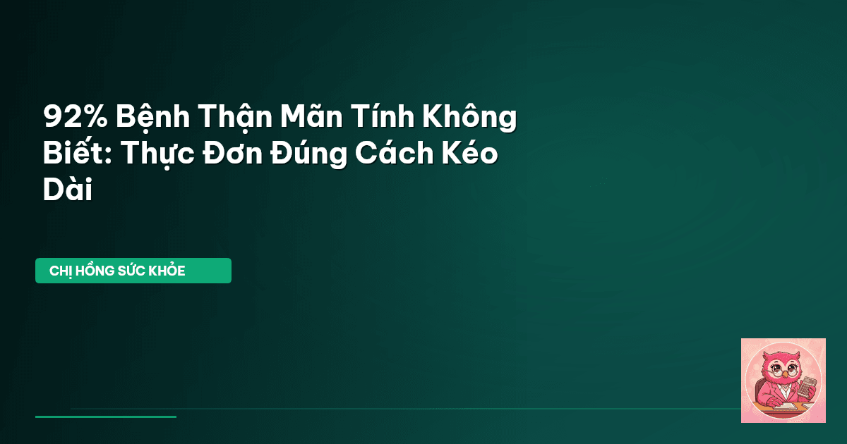 92% Bệnh Thận Mãn Tính Không Biết: Thực Đơn Đúng Cách Kéo Dài