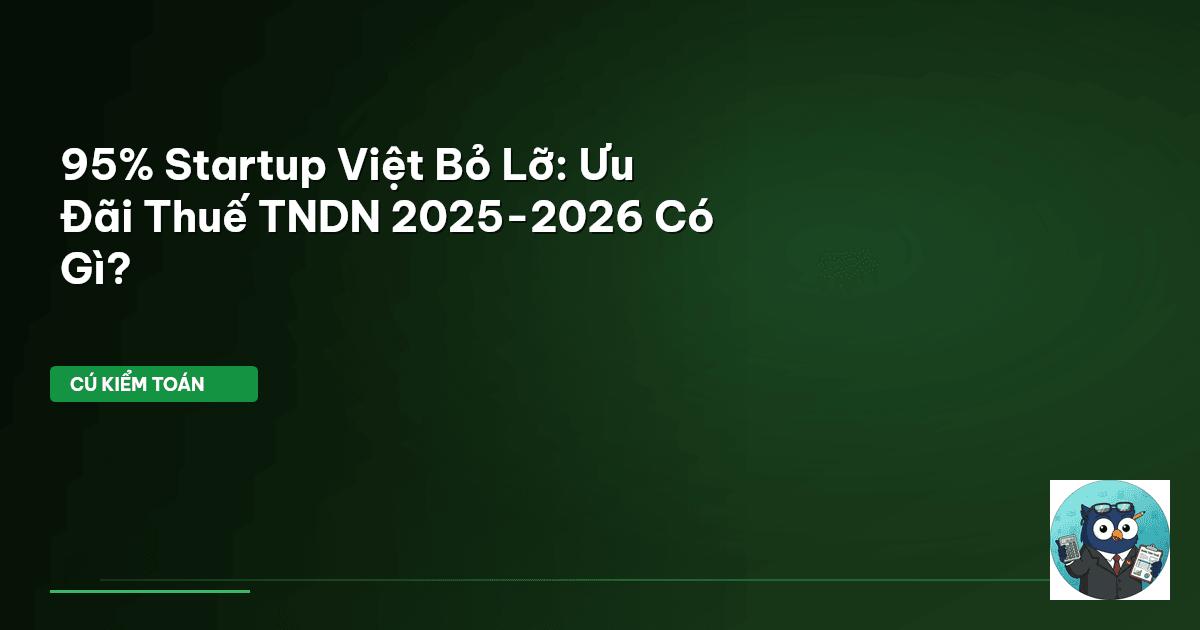 95% Startup Việt Bỏ Lỡ: Ưu Đãi Thuế TNDN 2025-2026 Có Gì?