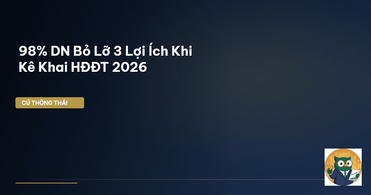 98% DN Bỏ Lỡ 3 Lợi Ích Khi Kê Khai HĐĐT 2026