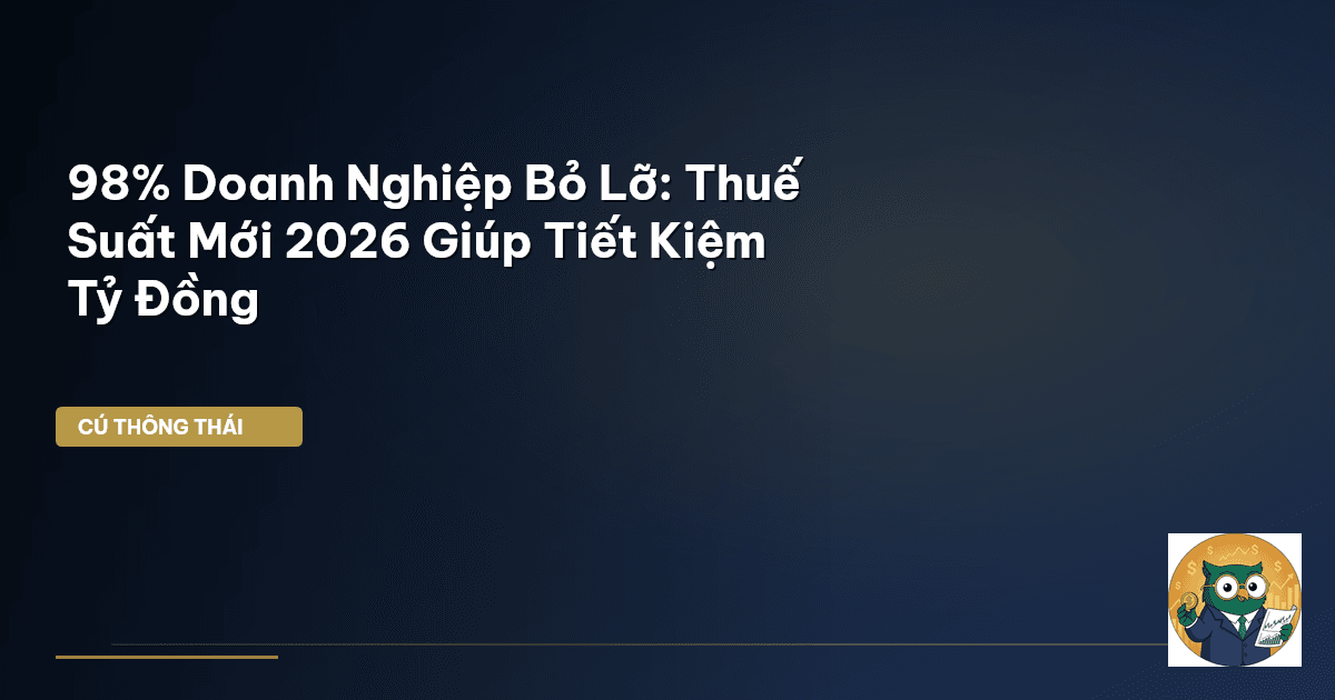 98% Doanh Nghiệp Bỏ Lỡ: Thuế Suất Mới 2026 Giúp Tiết Kiệm Tỷ Đồng