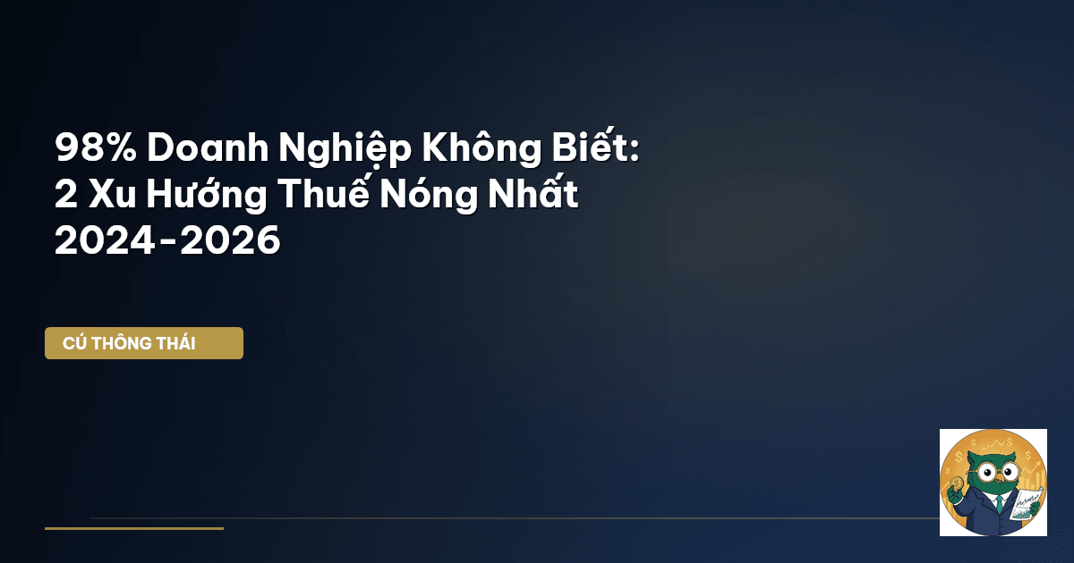 98% Doanh Nghiệp Không Biết: 2 Xu Hướng Thuế Nóng Nhất 2024-2026