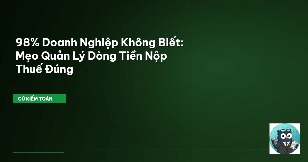 98% Doanh Nghiệp Không Biết: Mẹo Quản Lý Dòng Tiền Nộp Thuế Đúng