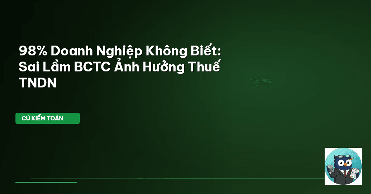 98% Doanh Nghiệp Không Biết: Sai Lầm BCTC Ảnh Hưởng Thuế TNDN